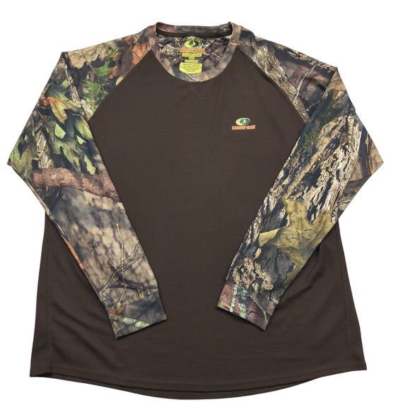 Mossy Oak Other - Mossy Oak Mens 2XL Brown Camo Raglan Waffle Knit Performance Long Sleeve Shirt